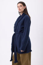 Gilet Oversize À Ceinture Alya - Bleu Marine - Femme