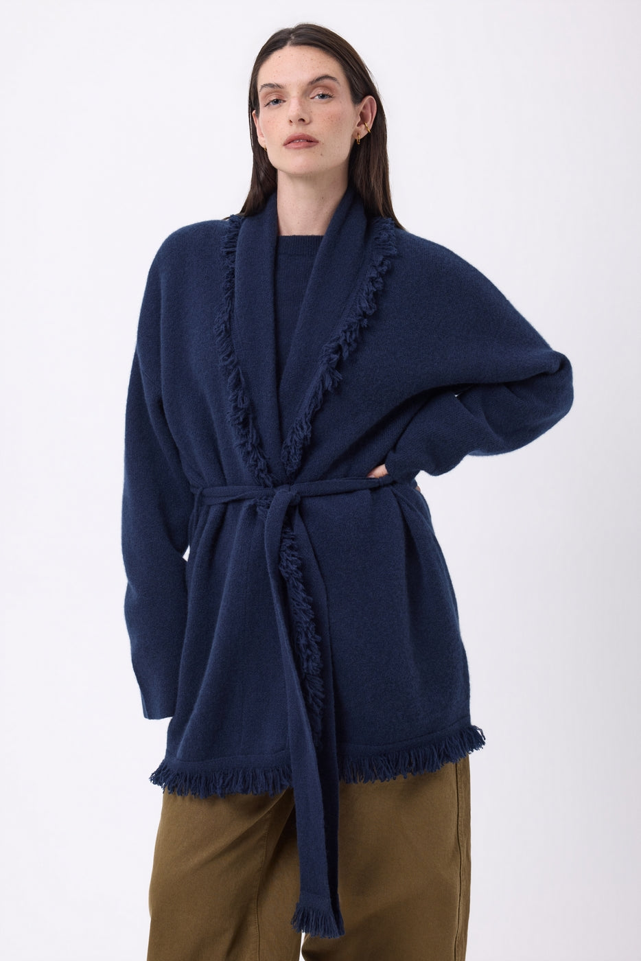 Gilet Oversize À Ceinture Alya - Bleu Marine - Femme