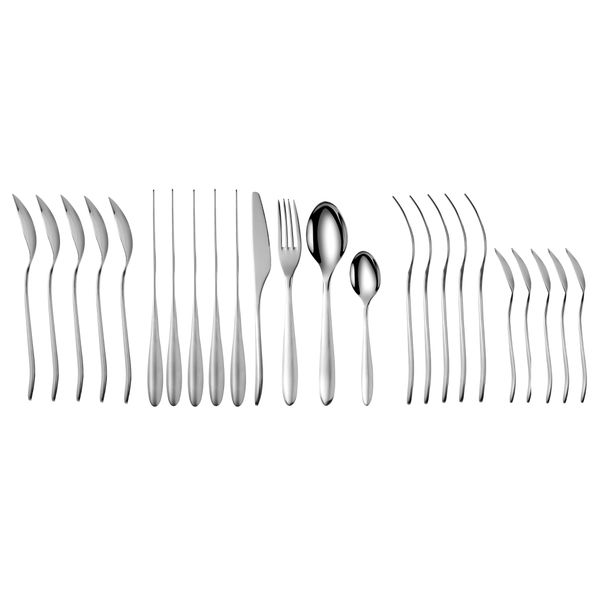 24 Piece Cutlery Set - Stainless Steel - Polished Mirror Finish Stainless Steel