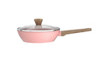 Sartén Con Tapa + Cesta 28cm - Aluminio Forjado - Revestimiento Cerámico - Rosa