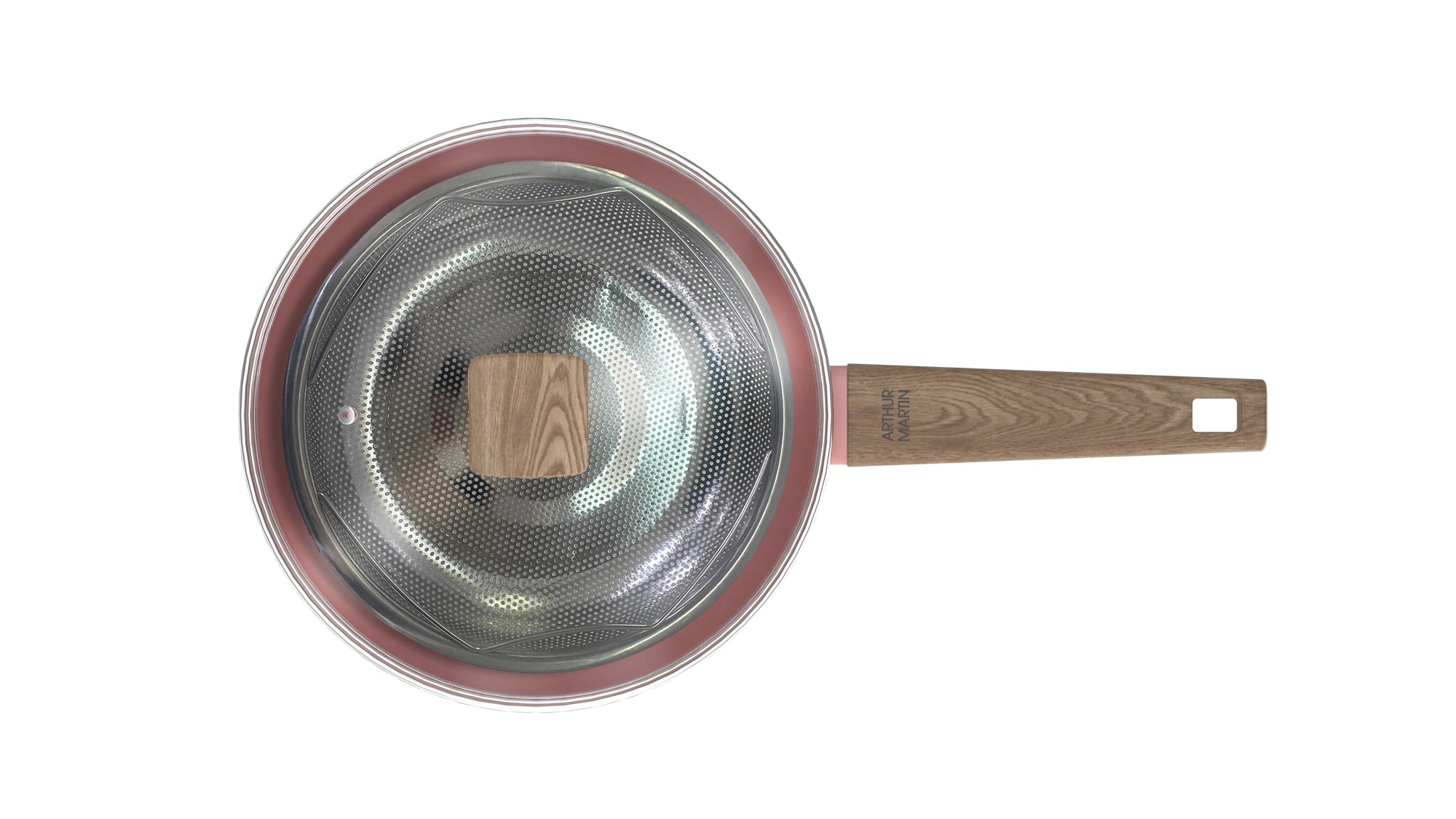 Sartén Con Tapa + Cesta 28cm - Aluminio Forjado - Revestimiento Cerámico - Rosa