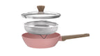 Sartén Con Tapa + Cesta 28cm - Aluminio Forjado - Revestimiento Cerámico - Rosa