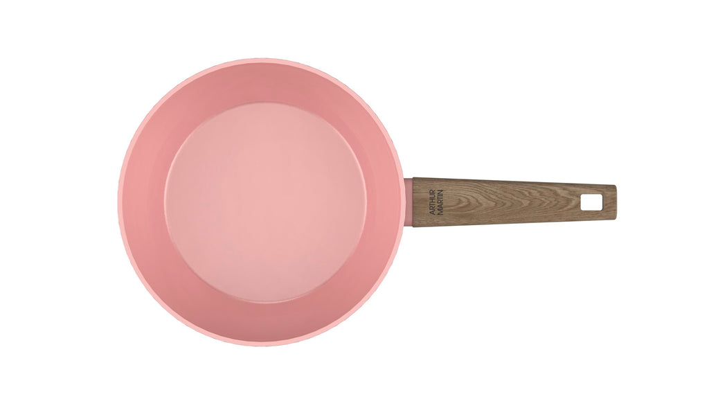 Sartén Con Tapa + Cesta 28cm - Aluminio Forjado - Revestimiento Cerámico - Rosa
