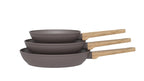Set 3 Poêles 20/24/28cm - Aluminium Forgé - Revêtement Céramique - Taupe