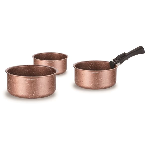 Juego de 3 Cacerolas 16/18/20cm - Aluminio - Antiadherente - Terracota