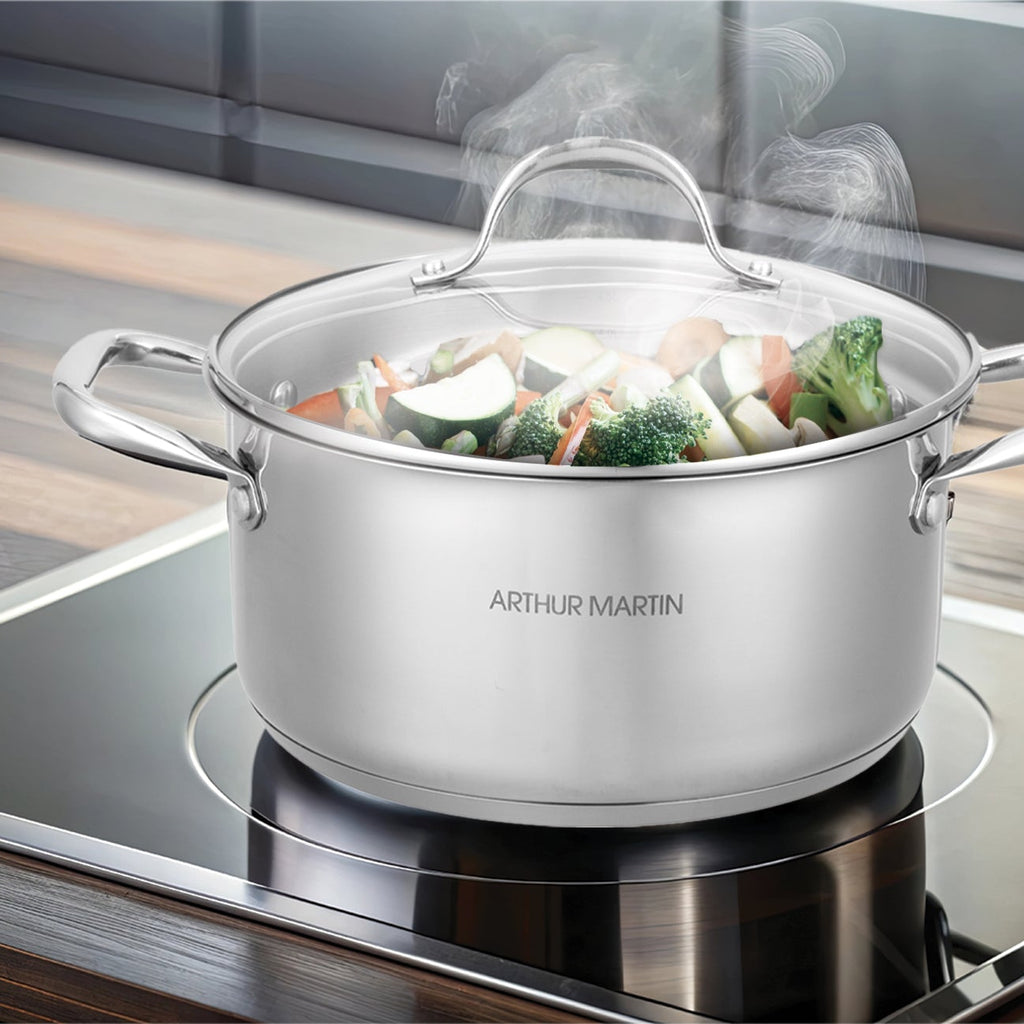 Olla 28cm - Tapa de Vidrio - Acero Inoxidable - Inox