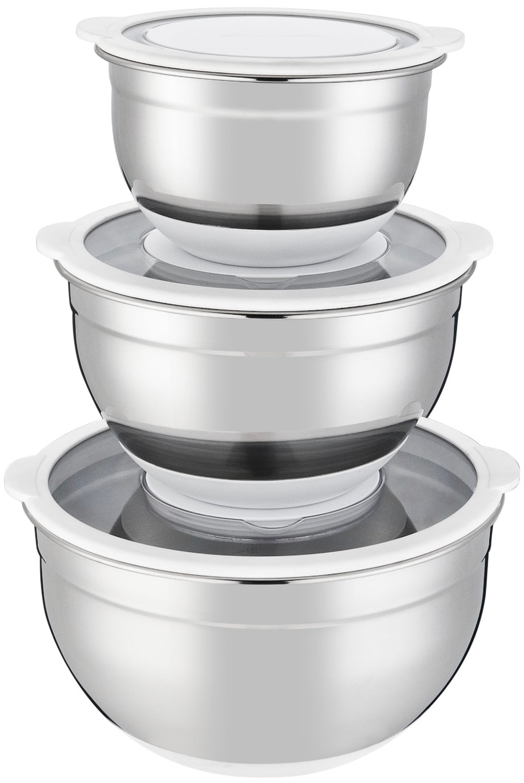 Set 3 Salad Bowls With Lid 16/20/24cm - Stainless Steel