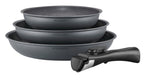 Set 3 Poêles 20/24/28cm - Aluminium - Anti-Adhésif - Gris Mat