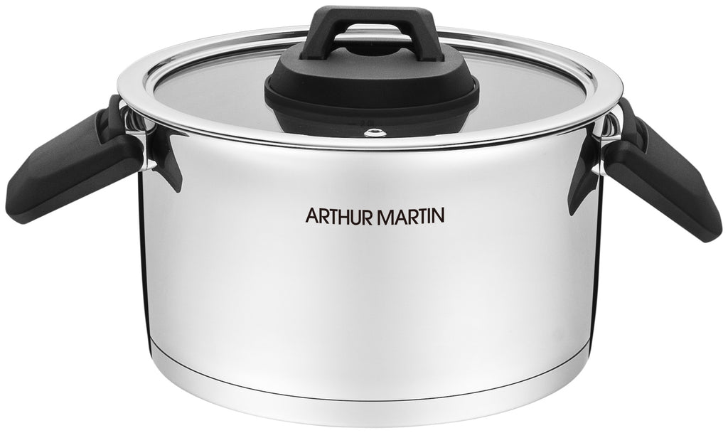 Set 3 Marmites 2/4/6L - Poignées Rabattables - Acier Inoxydable - Inox