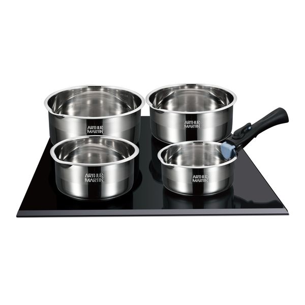 Set 4 Saucepans 14-16-18-20 Cm And 1 Handle - Stainless Steel
