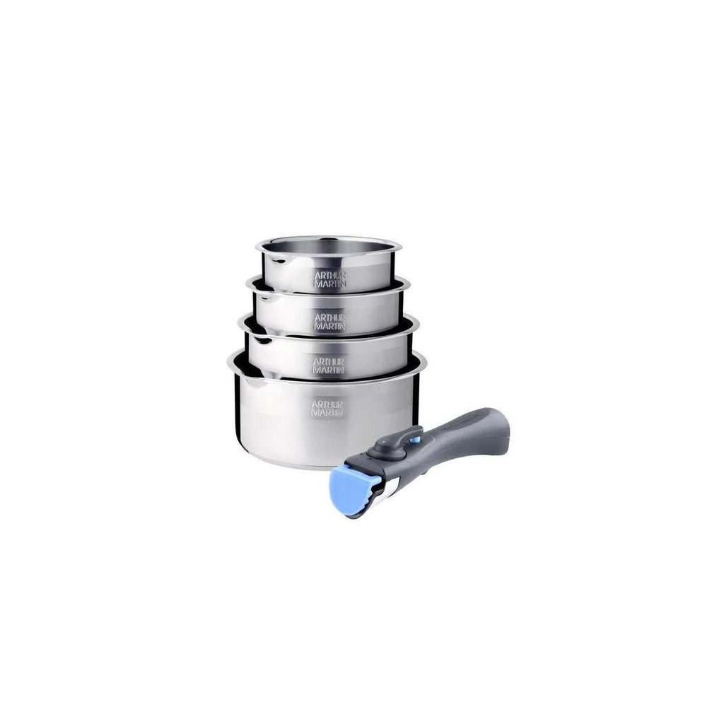 Set 4 Saucepans 14-16-18-20 Cm And 1 Handle - Stainless Steel