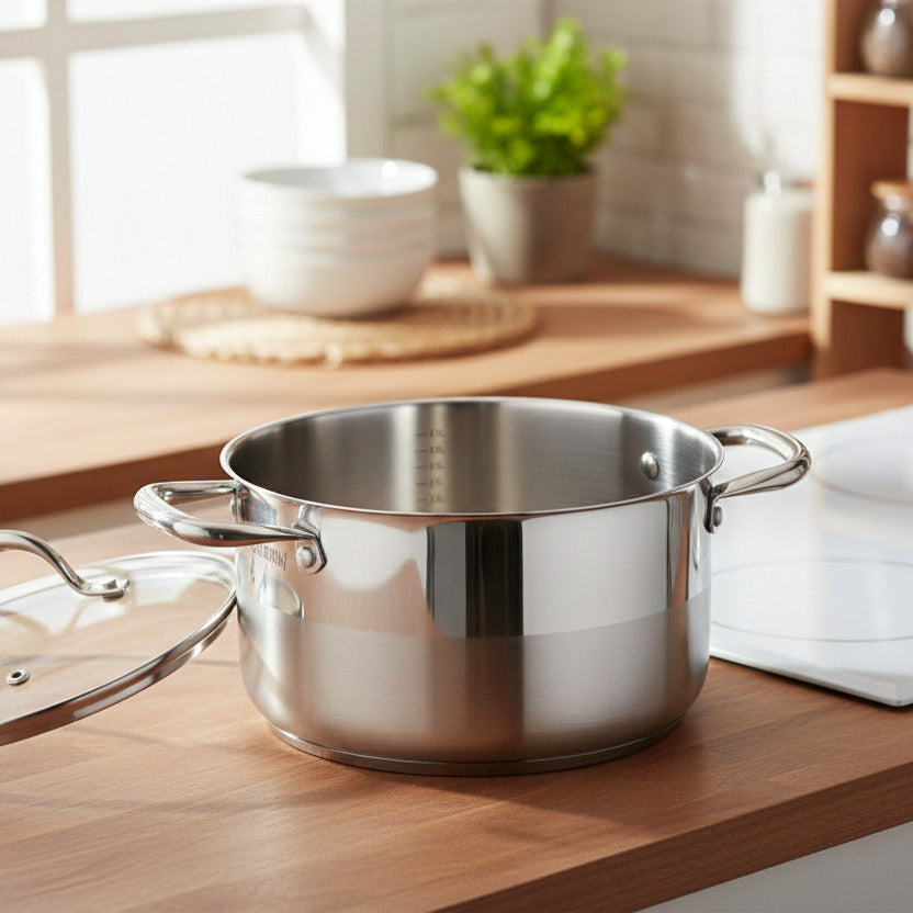 Stockpot 28cm - Glass Lid - Stainless Steel - Inox