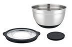 Set Of 3 Salad Bowls With Lid 16-20-24 Cm - Stainless Steel And Black