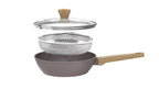 Sartén Con Tapa + Cesta 28cm - Aluminio Forjado - Revestimiento Cerámico - Taupe