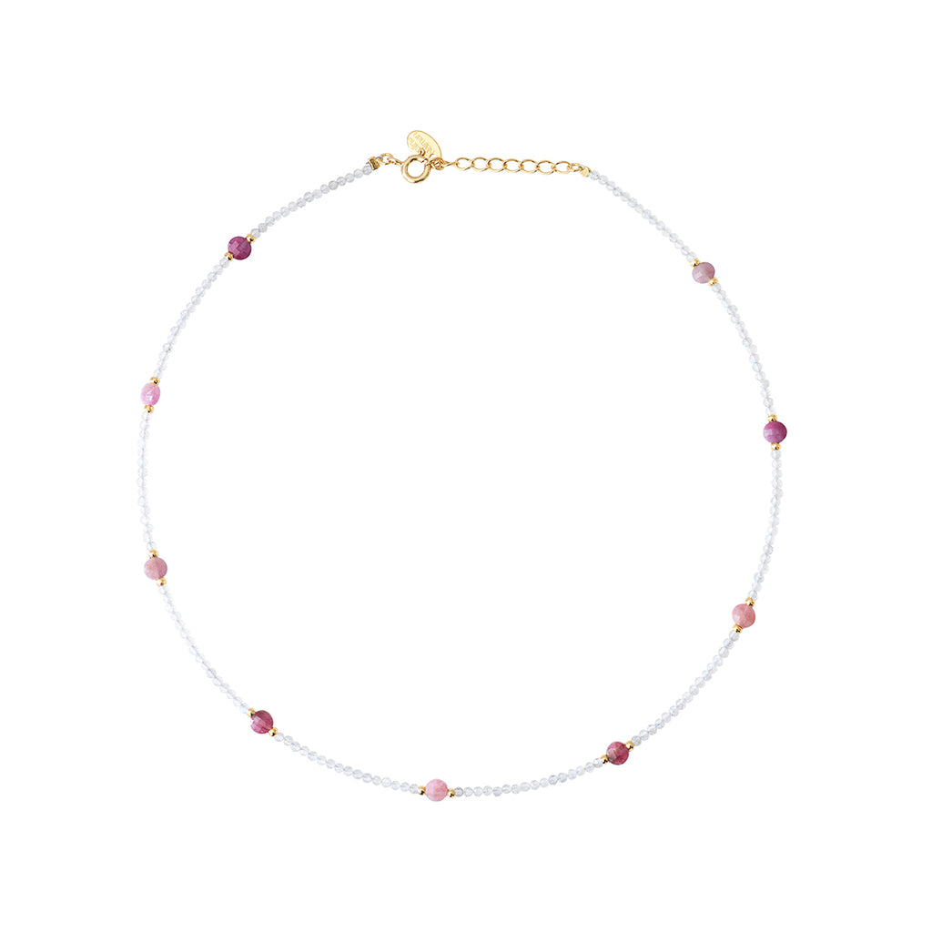 Collier Amante Labradorite/Tourmaline Rose