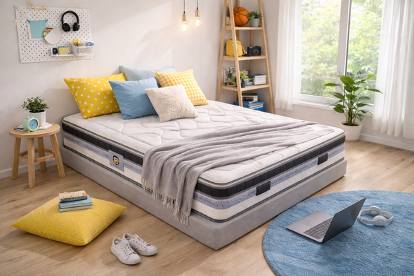Cheverny - Ensemble Matelas + Sommier - Blanc/Gris