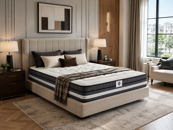 Chinon - Ensemble Matelas + Sommier - Blanc/Gris