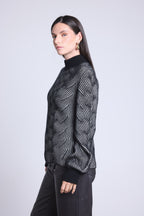 Jersey texturizado Ambra - Negro y blanco - Mujer