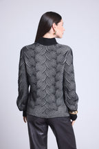 Jersey texturizado Ambra - Negro y blanco - Mujer