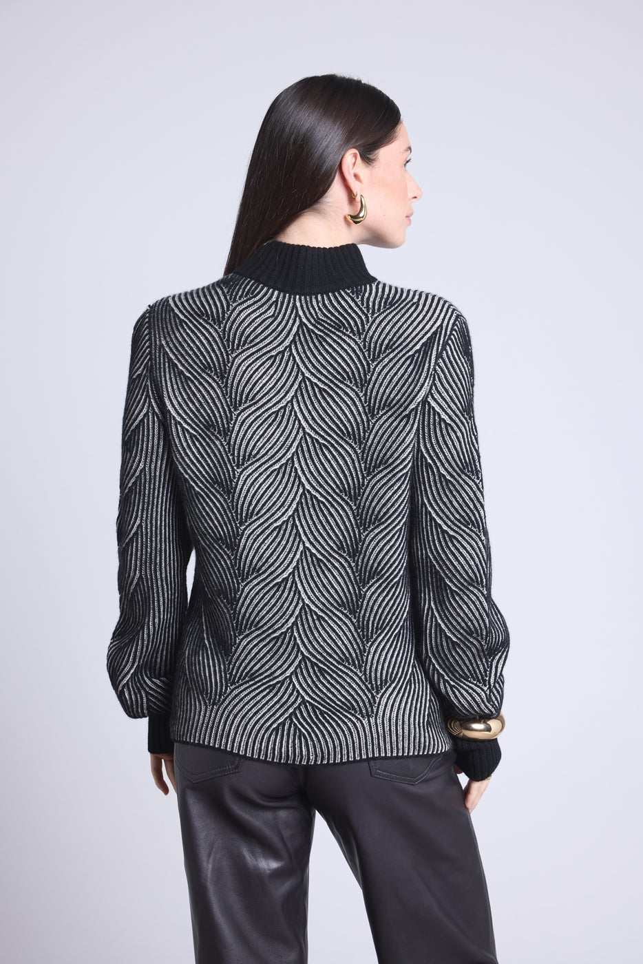 Jersey texturizado Ambra - Negro y blanco - Mujer