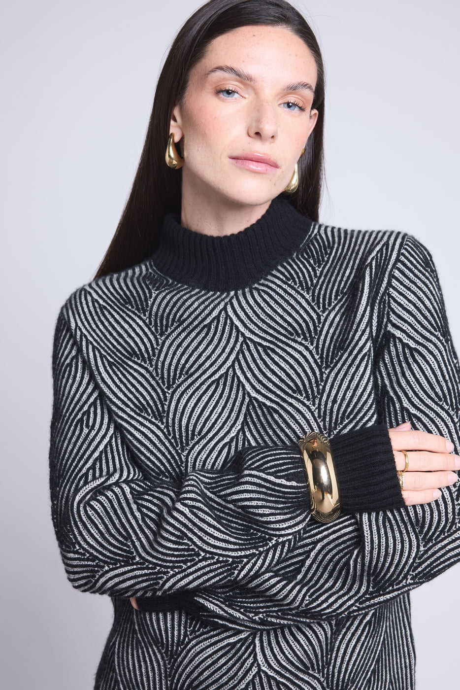 Jersey texturizado Ambra - Negro y blanco - Mujer