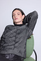 Jersey texturizado Ambra - Negro y blanco - Mujer