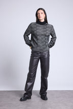 Jersey texturizado Ambra - Negro y blanco - Mujer