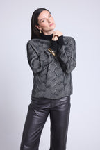 Jersey texturizado Ambra - Negro y blanco - Mujer
