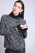 Jersey texturizado Ambra - Negro y blanco - Mujer