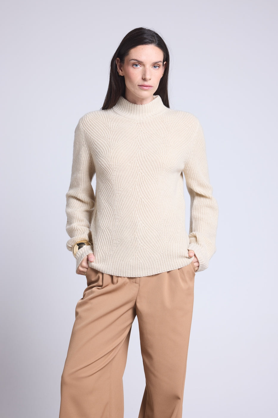 Jersey texturizado Ambra - Beige crema - Mujer