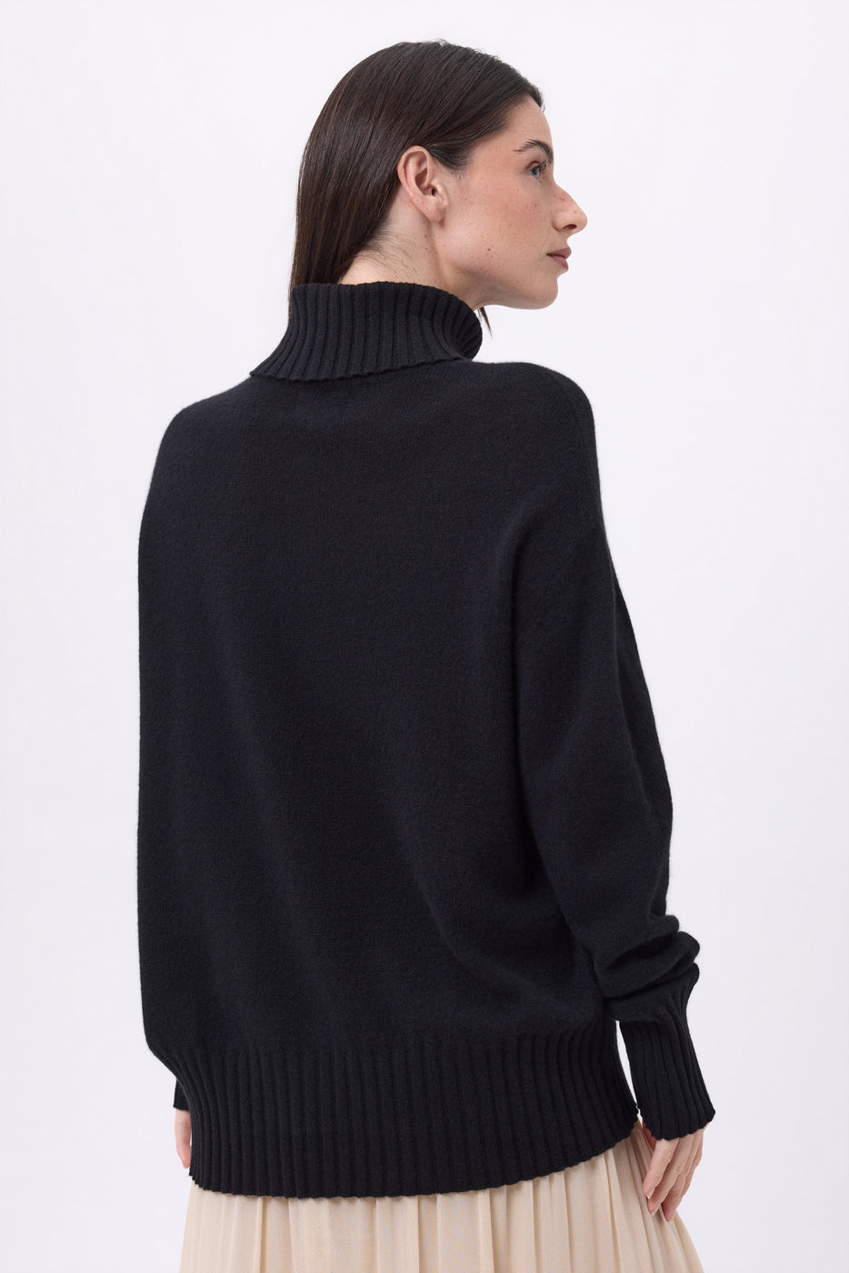 Pull Col Roulé Oversize Amelia - Noir - Femme