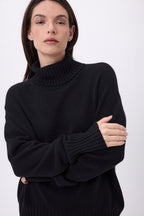 Pull Col Roulé Oversize Amelia - Noir - Femme