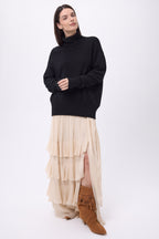 Pull Col Roulé Oversize Amelia - Noir - Femme