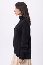 Pull Col Roulé Oversize Amelia - Noir - Femme