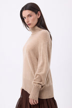 Jersey oversize de cuello alto Amelia - Beige crema - Mujer