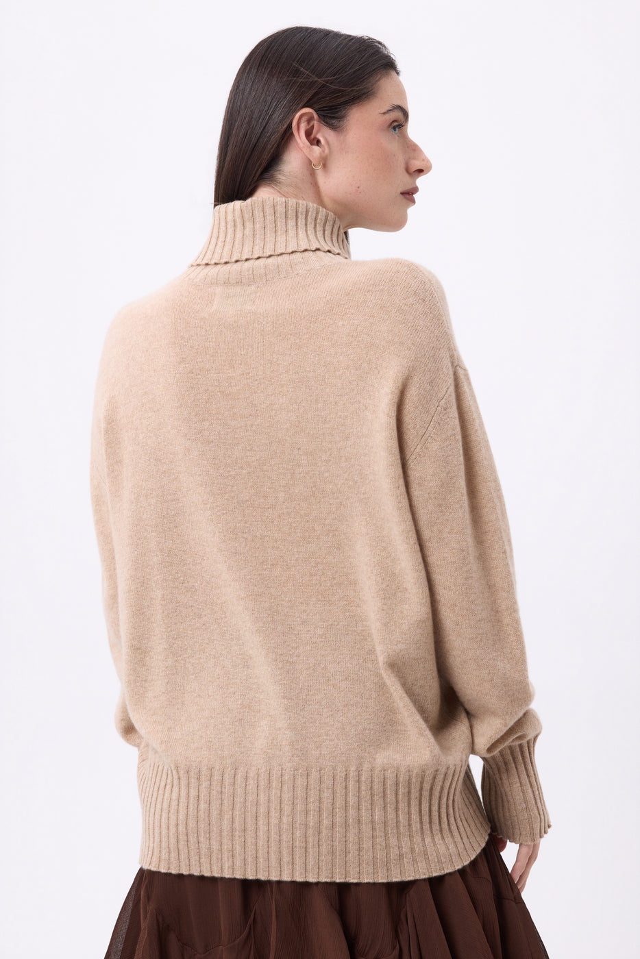 Jersey oversize de cuello alto Amelia - Beige crema - Mujer