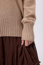 Jersey oversize de cuello alto Amelia - Beige crema - Mujer