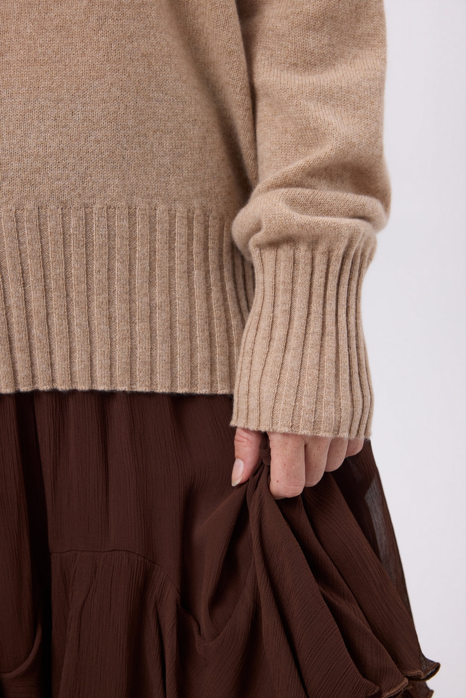 Jersey oversize de cuello alto Amelia - Beige crema - Mujer