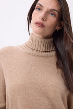Jersey oversize de cuello alto Amelia - Beige crema - Mujer