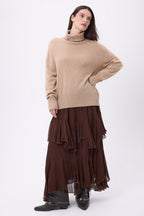 Jersey oversize de cuello alto Amelia - Beige crema - Mujer