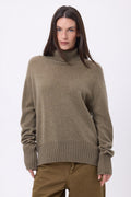 Pull Col Roulé Oversize Amelia - Khaki Chine - Femme