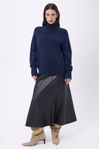Jersey de cuello alto oversize Amelia - Azul marino - Mujer