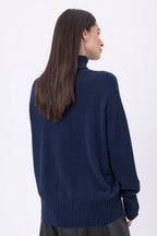 Jersey de cuello alto oversize Amelia - Azul marino - Mujer