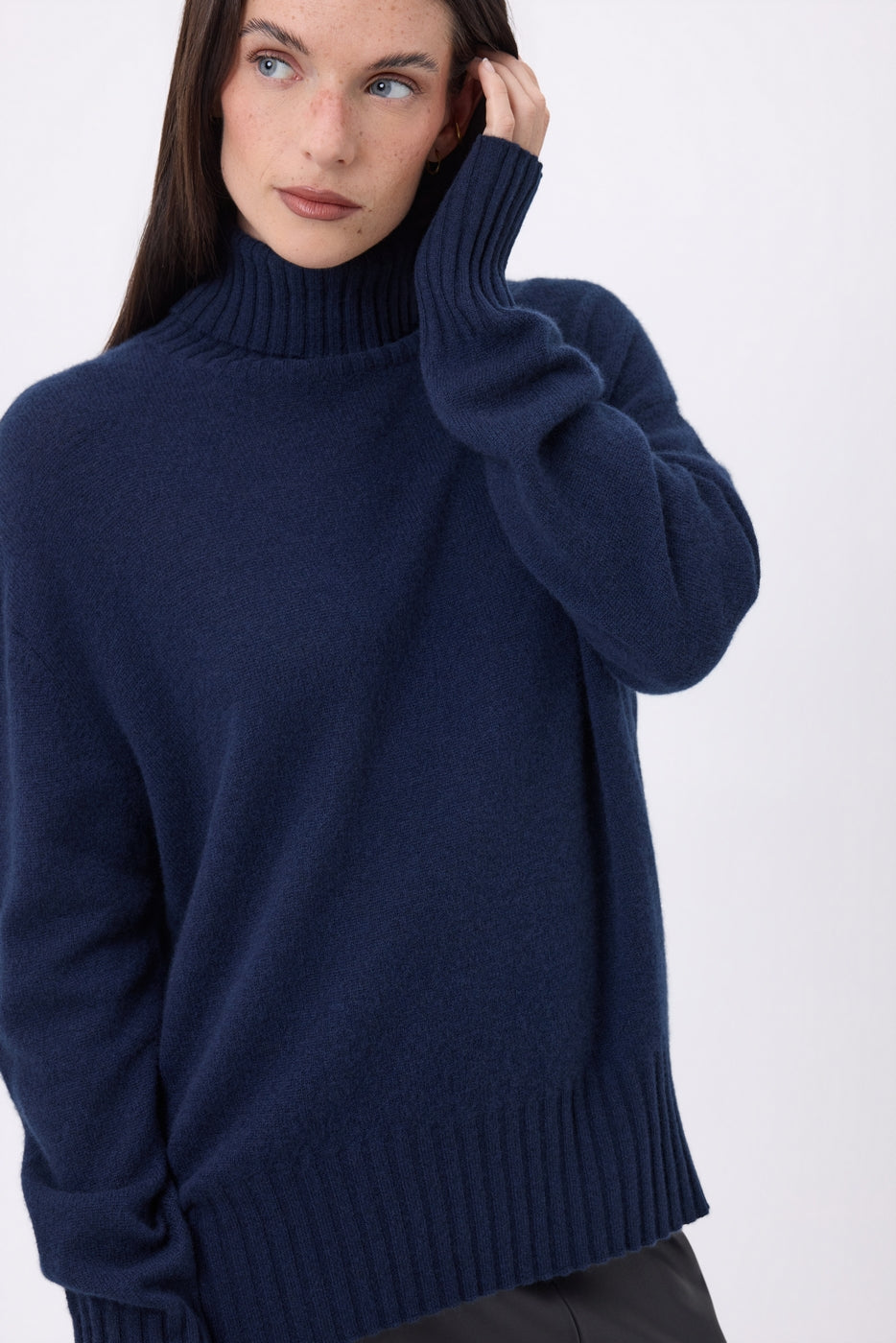 Jersey de cuello alto oversize Amelia - Azul marino - Mujer