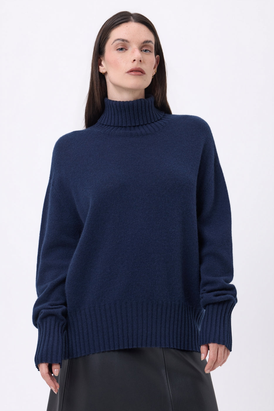 Jersey de cuello alto oversize Amelia - Azul marino - Mujer