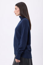 Jersey de cuello alto oversize Amelia - Azul marino - Mujer