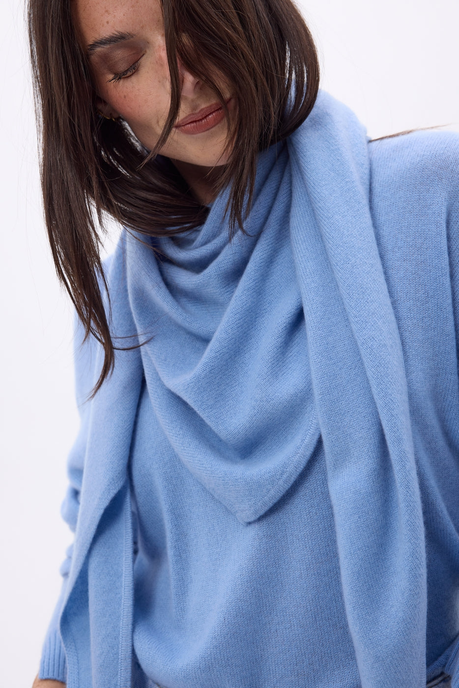 Echarpe Bandana Oversize Triangle Unie Amel - Bleu Ciel - Femme