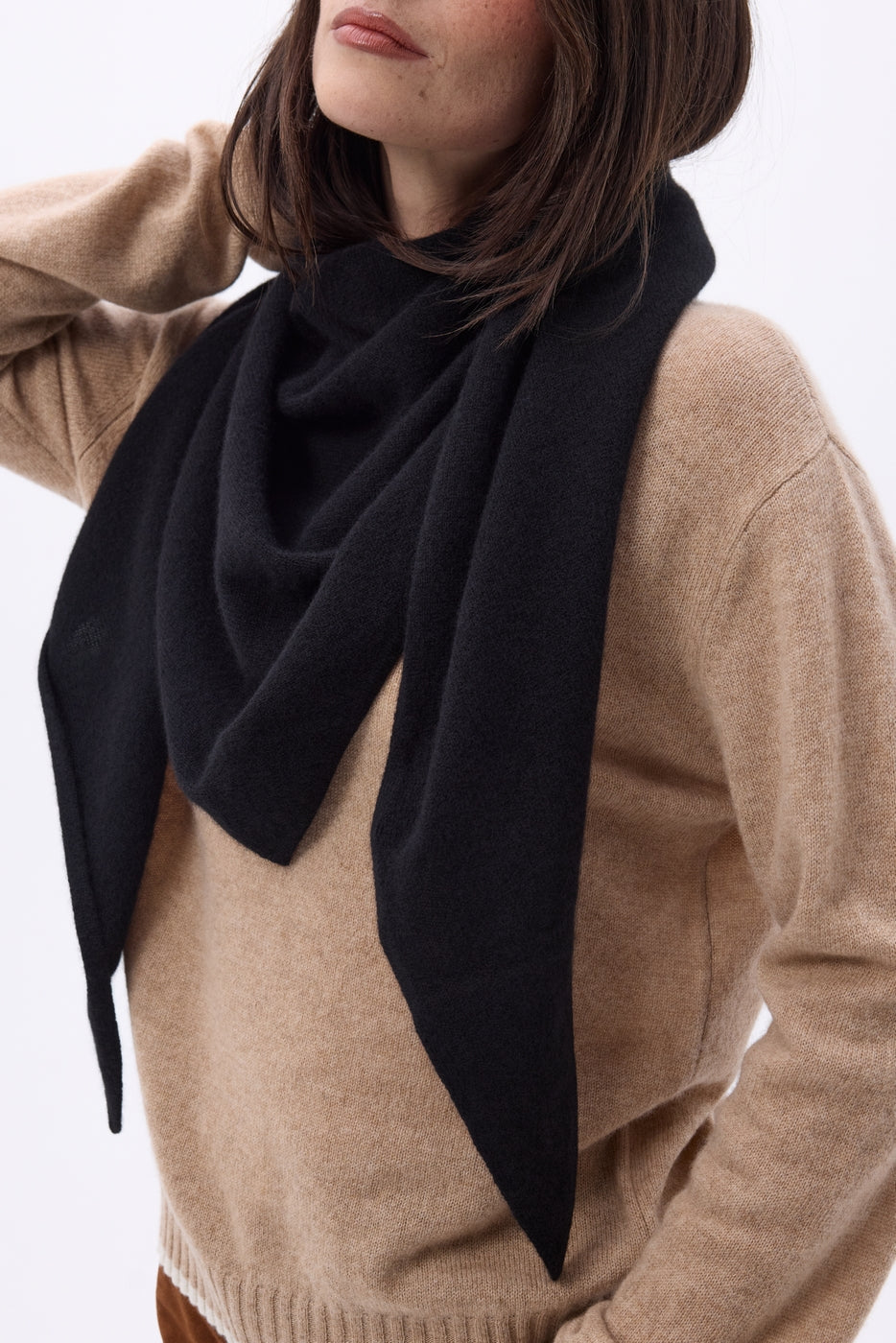 Bufanda bandana oversize triangular lisa Amel - Negro - Mujer