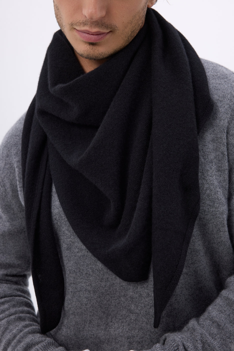 Echarpe Bandana Oversize Triangle Unie Amel - Noir - Homme