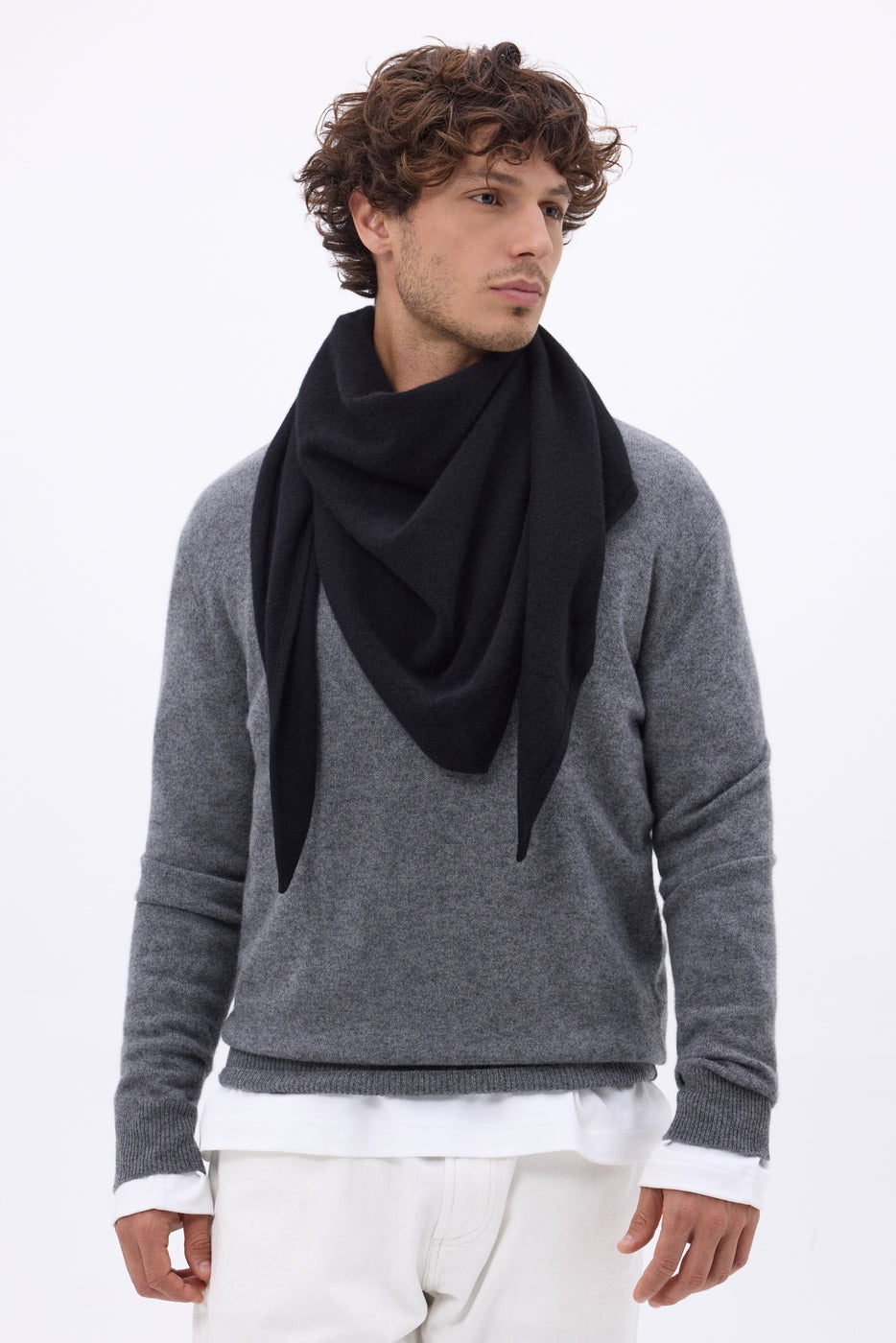 Echarpe Bandana Oversize Triangle Unie Amel - Noir - Homme